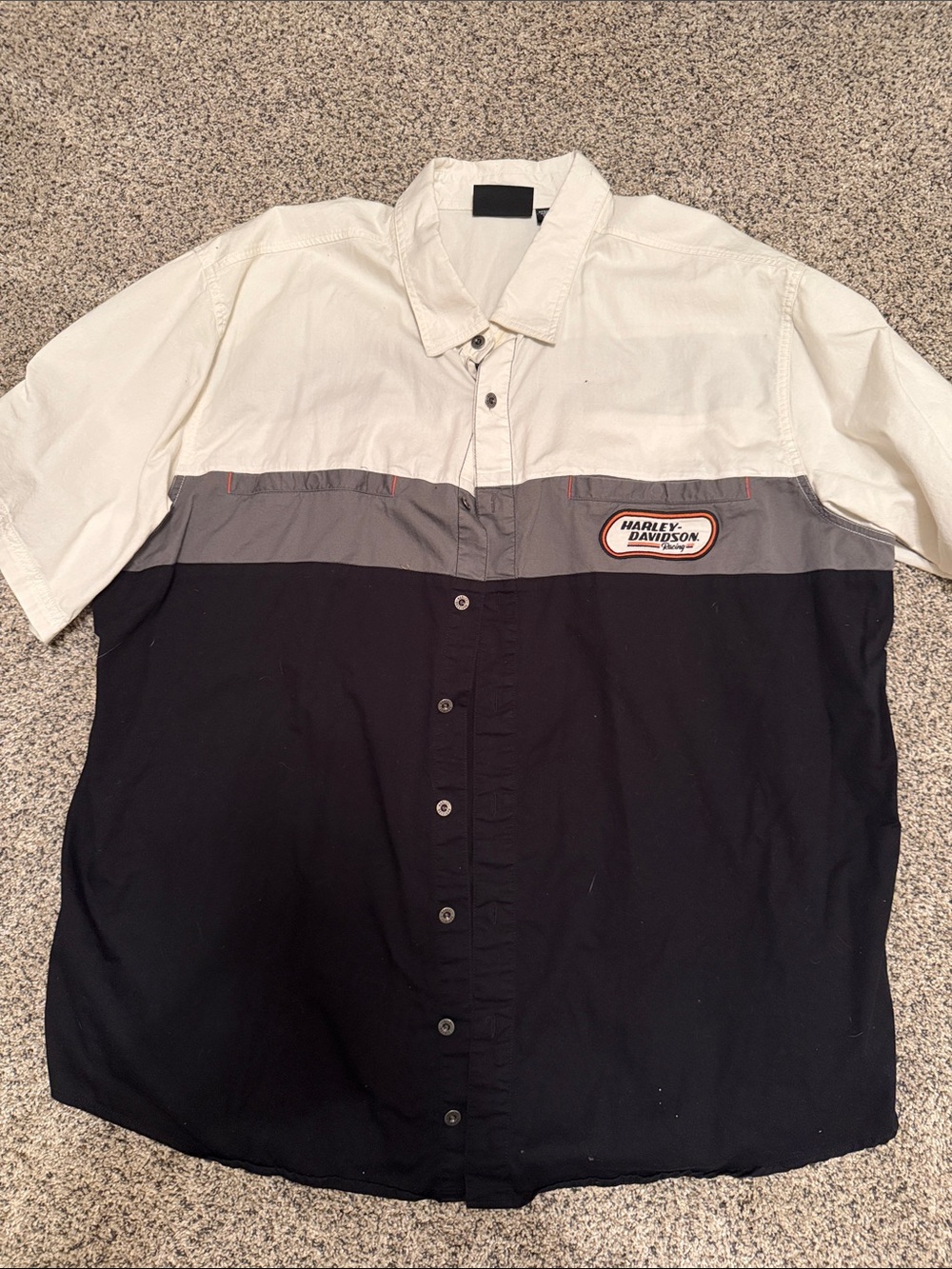 Harley-Davidson Black, Gray & White Short Sleeve Button-Up Shirt